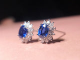Lab Sapphire Earrings Tibetan Silver Ear Jewelry