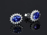 Lab Sapphire Earrings Tibetan Silver Ear Jewelry