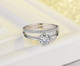 Micro Paved CZ Double Layer Open Ring Women's Jewelry XR079
