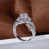 Tibetan Silver Zircon Geometric Wedding Party Ring