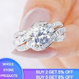 Tibetan Silver Zircon Geometric Wedding Party Ring