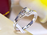 Tibetan Silver CZ Zirconia Wedding Ring for Women R036
