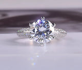 Tibetan Silver Wedding Ring 2ct Round Cubic Zircon