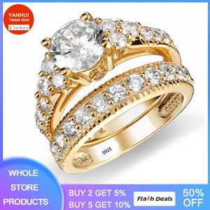 2ct Zircon Wedding Band Set High Round Fine Rings Women