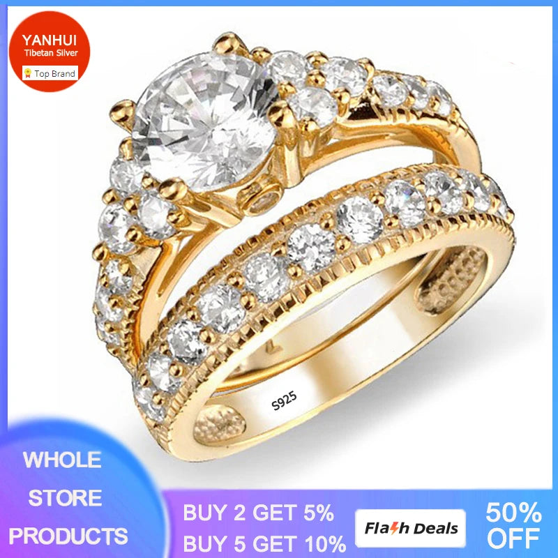 2ct Zircon Wedding Band Set High Round Fine Rings Women