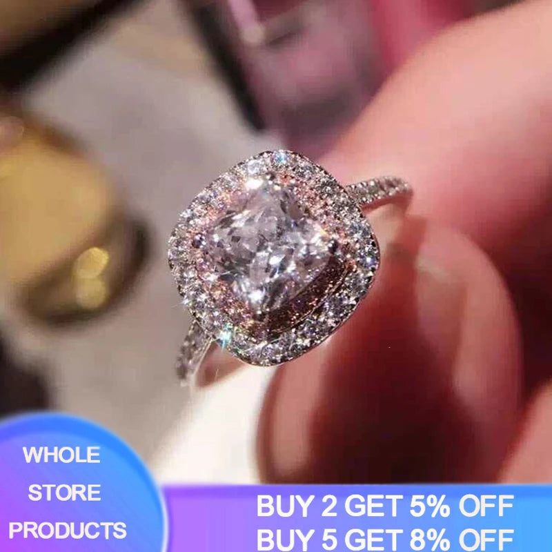 Tibetan Silver Ring Pink Crystal Zircon Engagement Ring Accessories