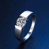 Unisex Allergy Tibetan Silver Ring with Zirconia Solitaire Wedding Band