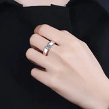 Unisex Allergy Tibetan Silver Ring with Zirconia Solitaire Wedding Band
