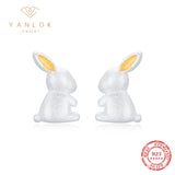 Sterling Silver Rabbit Stud Earrings for Girls Women