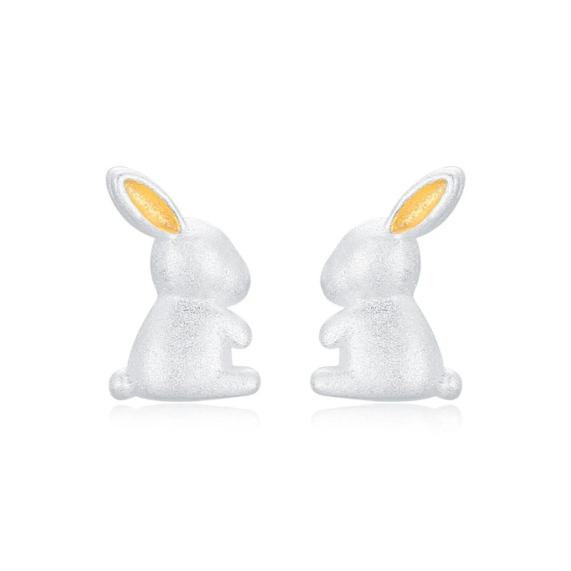 Sterling Silver Rabbit Stud Earrings for Girls Women
