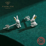 Sterling Silver Rabbit Stud Earrings for Girls Women