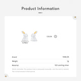 Sterling Silver Rabbit Stud Earrings for Girls Women