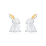 Sterling Silver Rabbit Stud Earrings for Girls Women