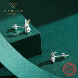 Sterling Silver Rabbit Stud Earrings for Girls Women