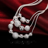YANNEY 925 Silver Beads Bracelet Necklace Set Wedding Jewelry