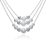 YANNEY 925 Silver Beads Bracelet Necklace Set Wedding Jewelry