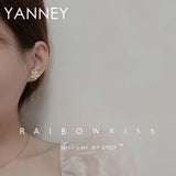 YANNEY Silver Pearl Sun Flower Stud Earrings Women Girls Jewelry