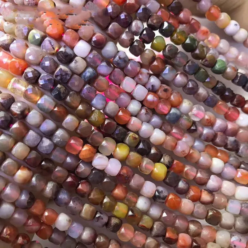YANYUAN AGATE 4.5-5mm Red Faceted Square Loose Beads DIY Jewelry Making