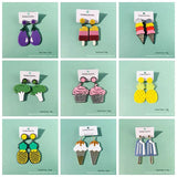 Geometric Acrylic Drop Earrings Fruit Flower Ice Cream Ta pendientes