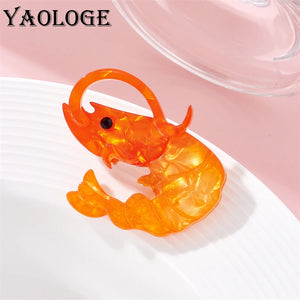 Orange Lobster Brooches Sea Animal Pins Badges
