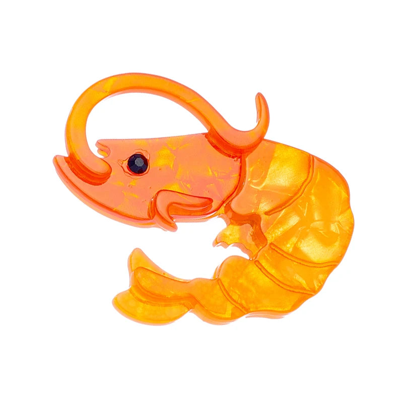 Orange Lobster Brooches Sea Animal Pins Badges
