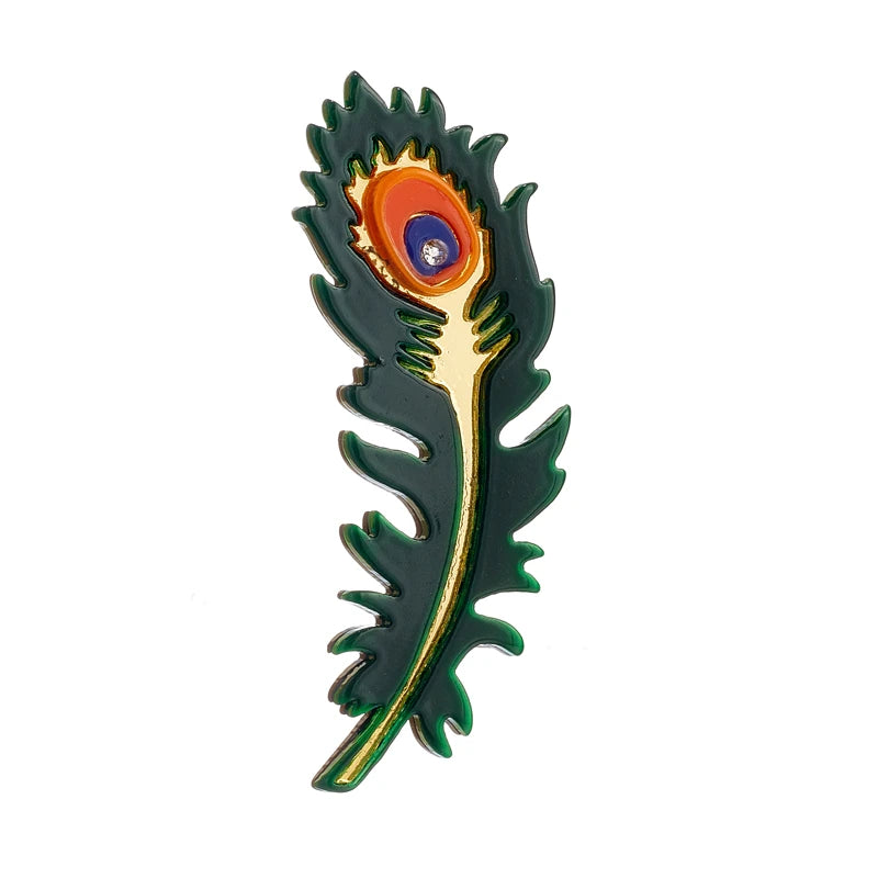 Acrylic Peacock Feather Brooches Resin Badges Chest Pins Jewelry Gift