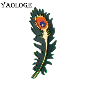 Acrylic Peacock Feather Brooches Resin Badges Chest Pins Jewelry Gift