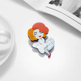 Acrylic Sexy Wedding Dress Lady Brooch for Women Kids Cartoon Figure Badges