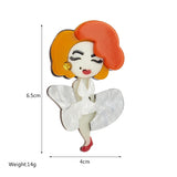 Acrylic Sexy Wedding Dress Lady Brooch for Women Kids Cartoon Figure Badges