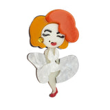 Acrylic Sexy Wedding Dress Lady Brooch for Women Kids Cartoon Figure Badges