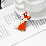Acrylic Cartoon Fox Brooch for Women Animal Shape Jewelry