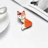 Acrylic Cartoon Fox Brooch for Women Animal Shape Jewelry