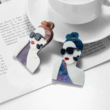 Sexy Sunglasses Lady Brooch Pins Acrylic Lapel Badges Party Jewelry Gift