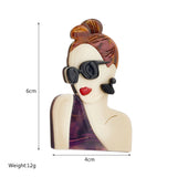 Sexy Sunglasses Lady Brooch Pins Acrylic Lapel Badges Party Jewelry Gift