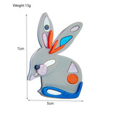 Colorful Rabbit Women Brooch Acrylic Animal Jewelry Girls
