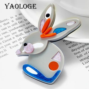 Colorful Rabbit Women Brooch Acrylic Animal Jewelry Girls