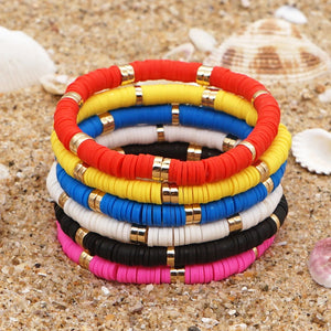 Boho Stretch Bracelets & Bangles Plate Beads Heishi Polymer Clay Jewelry