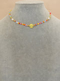 YASTYT Boho Choker Colorful Necklaces Smiley Pearl Chain