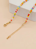 YASTYT Boho Choker Colorful Necklaces Smiley Pearl Chain