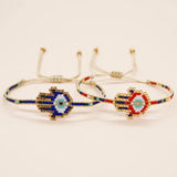 YASTYT Evil Eye Hand Charm Rope Bracelet Adjustable Friendship Jewelry