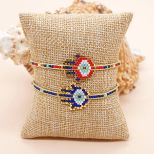 YASTYT Evil Eye Hand Charm Rope Bracelet Adjustable Friendship Jewelry