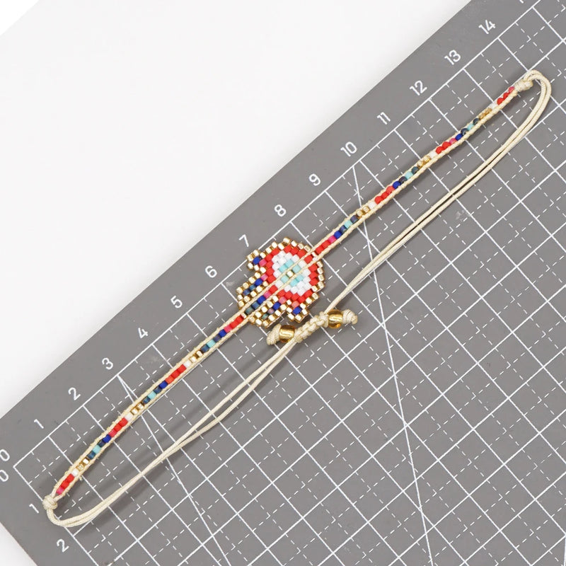 YASTYT Evil Eye Hand Charm Rope Bracelet Adjustable Friendship Jewelry