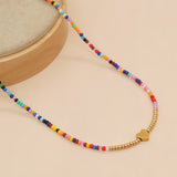 YASTYT Colorful Choker Necklaces Beaded Heart Chain Boho Jewelry