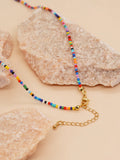 YASTYT Colorful Choker Necklaces Beaded Heart Chain Boho Jewelry