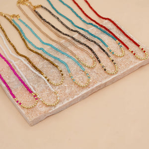 YASTYT Crystal Chain Choker Necklace Bead Boho Jewelry