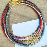 YASTYT Crystal Chain Choker Necklace Bead Boho Jewelry