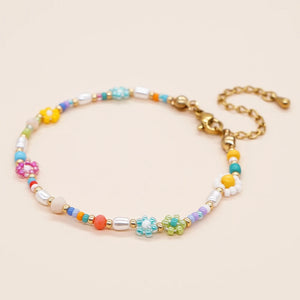 YASTYT Daisy Flower Beaded Bracelets For Women Charm Summer Jewelry