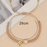Golden A-Z Letter Freshwater Pearls Bracelet for Women Men
