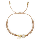 Golden A-Z Letter Freshwater Pearls Bracelet for Women Men