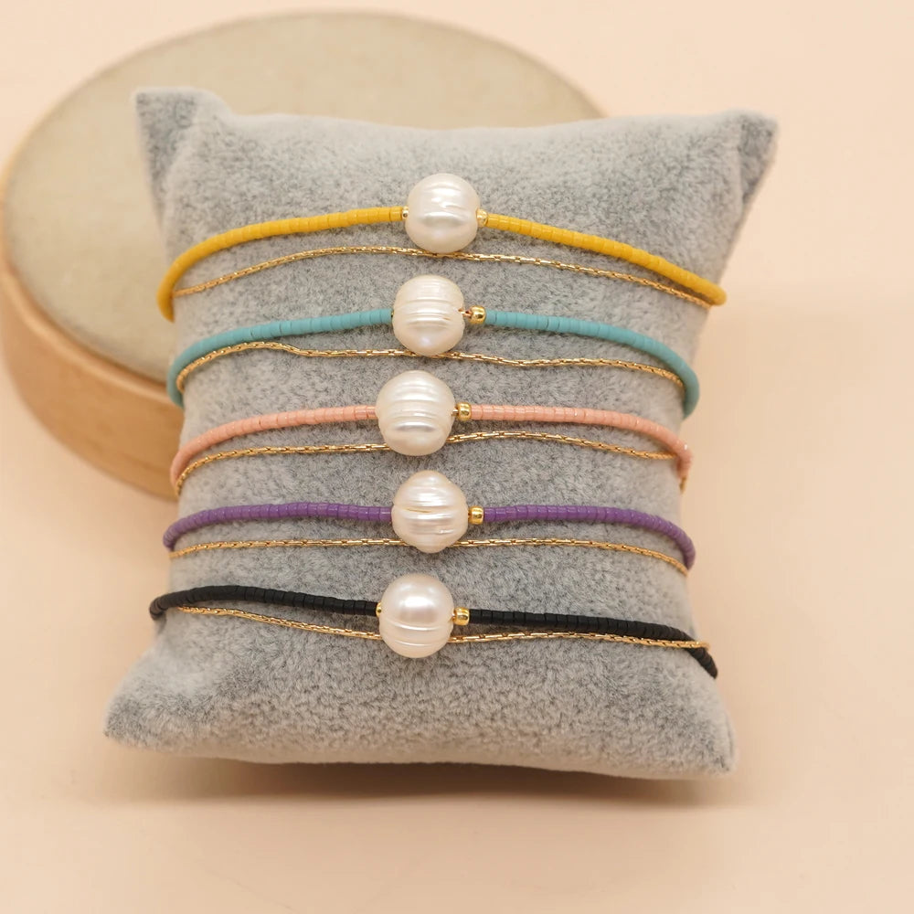 Vintage Pearl Bracelet for Women Plated Chain Multilayer Bracelets
